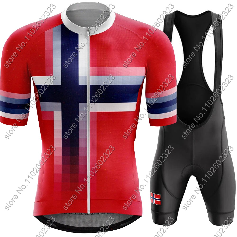 Cycling Bib Shorts - 2024 Norway ชุดทีมชาติเสื้อเจอร์ซีย์นักปั่นเสื้อผ้าสำหรับปั่นจักรยานเสือภูเขาชุดปั่นจักรยานเสือภูเขากางเกงขาสั้น